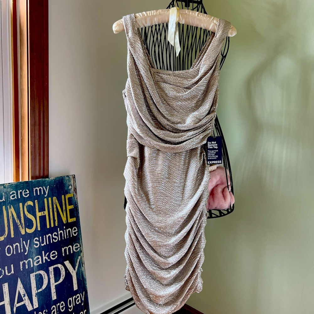 Gold rouched dress. Size 6